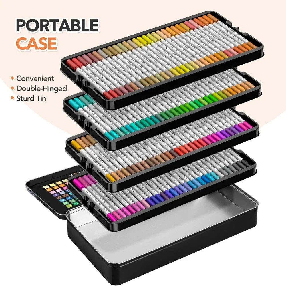 NEW 120 Colors Art Supplies Brush Markers Pens for Adult Coloring Books School D